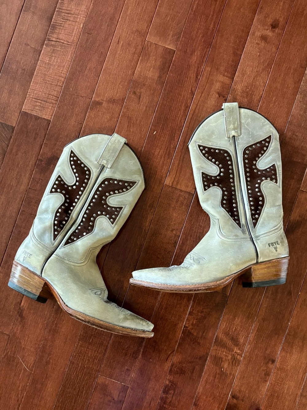 Vintage Frye Studded Western Heeled Cowboy Boots
